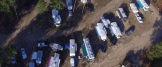 Aerial view of RVs parked at the campground
